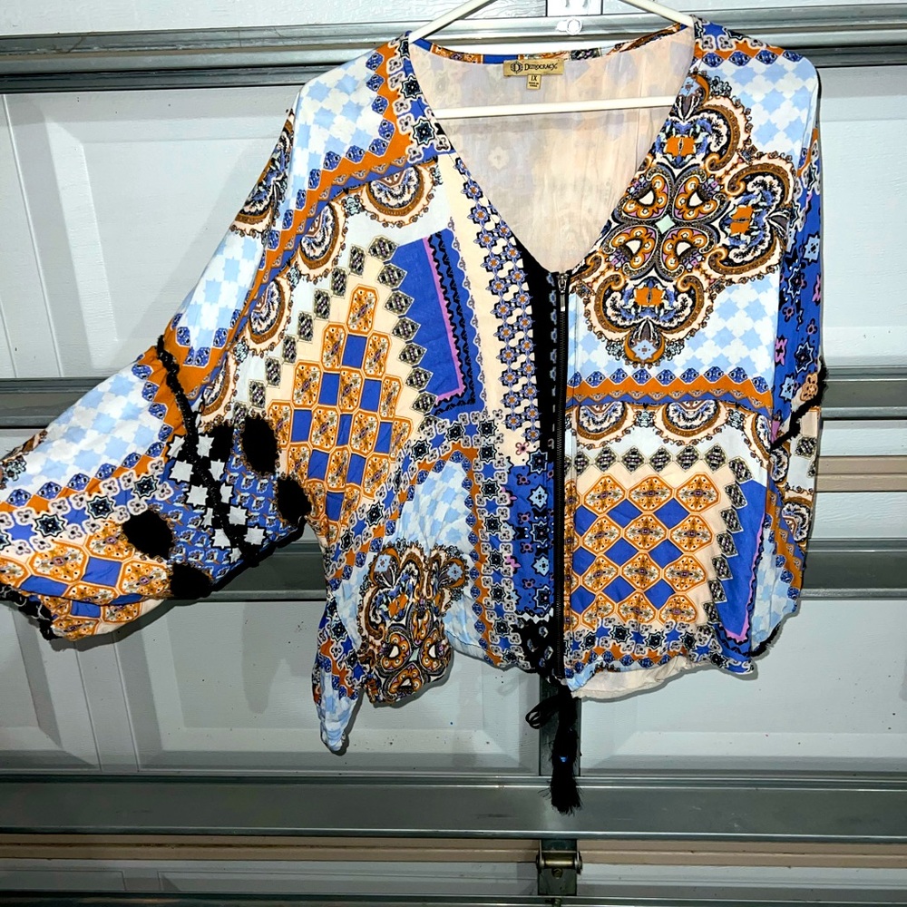 Boho zip up shirt size 1x